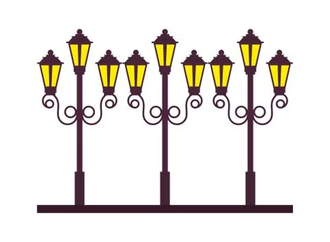 Park lanterns post urban isolated icon Stock Illustration