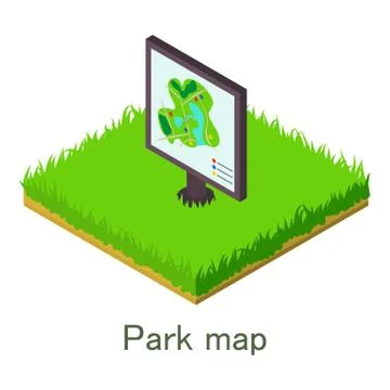 Park map icon, isometric style. Ilustración de archivo