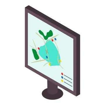 Park map icon isometric vector. Park information map on new outdoor screen icon Ilustração Stock