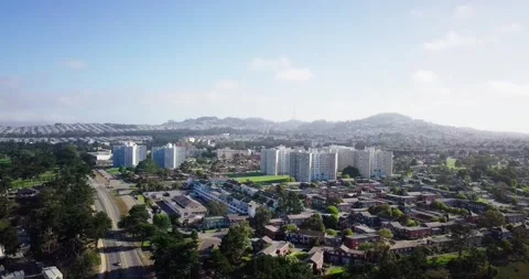 Park Merced quad towers near lake merced... | Stock Video | Pond5