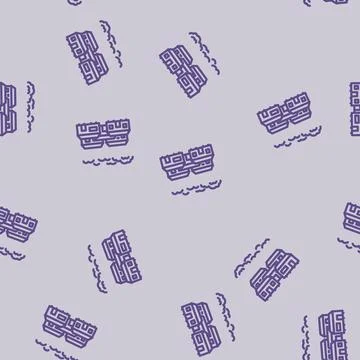 Park mobile home line vector seamless pattern Stock Illustration