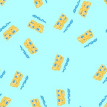 Park mobile home vector seamless pattern Stock Illustration