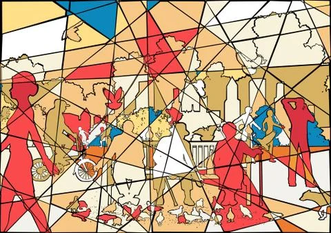 Park mosaic Stock Illustration