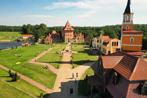 Park-museum of interactive history of Sulla in Belarus. Medieval historical c Stock Photos