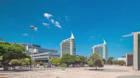 Park of Nations in Lisbon timelapse hyperlapse. Portugal Stock Footage 300962700