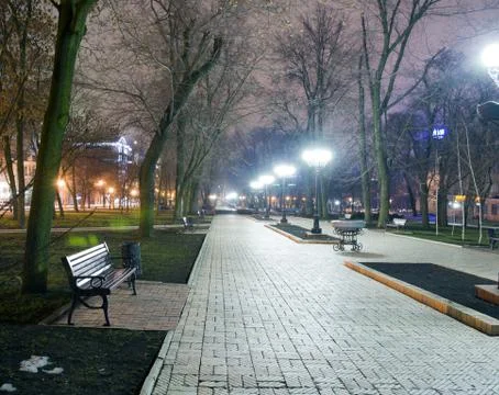 Park at night Stock Photos