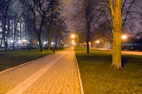 Park at night Stock Photos