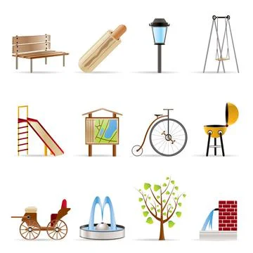 Park objects and signs icon Ilustração Stock
