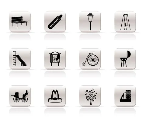Park objects and signs icon Ilustração Stock