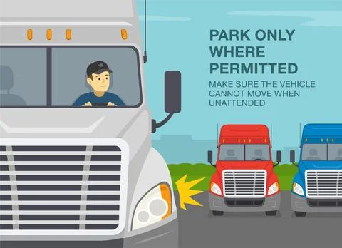 Park only where permitted. Make sure the vehicle cannot move when unattended. Ilustración de archivo