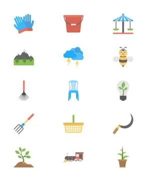Park or Garden Flat Vector Icons Illustrazione stock