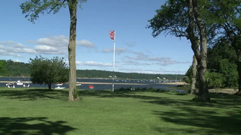 Park overlooking harbor Stock-Footage 31899650