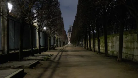 Park pathway at night close up, Paris France, Europe Stock Footage 332208992