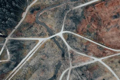 Park pathways aerial viewv Stock Photos