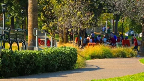 Park people walking  스톡 동영상 85454450