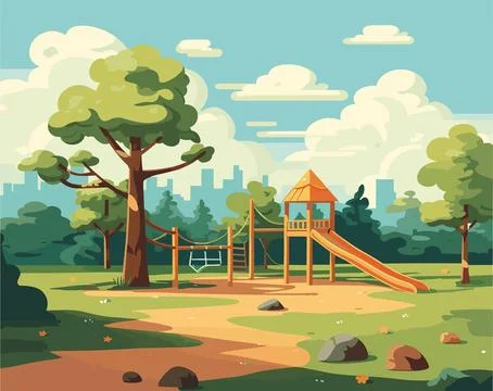 Park Playground Background Scene Vector Ilustración de archivo