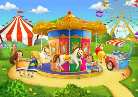 Park, playground vector background Stock Illustration