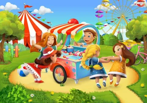 Park, playground vector background Stock Illustration