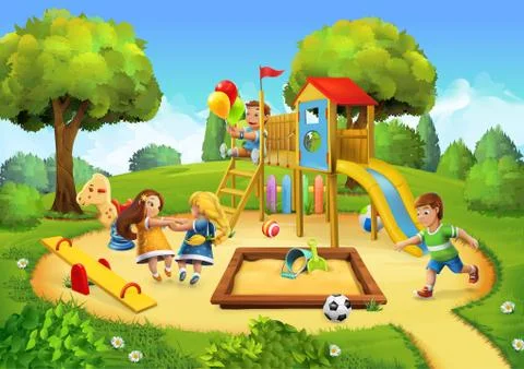 Park, playground vector background Illustrazione stock