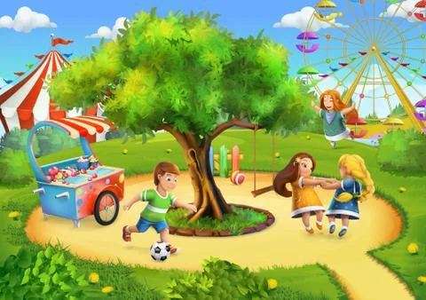 Park, playground vector background Stock Illustration