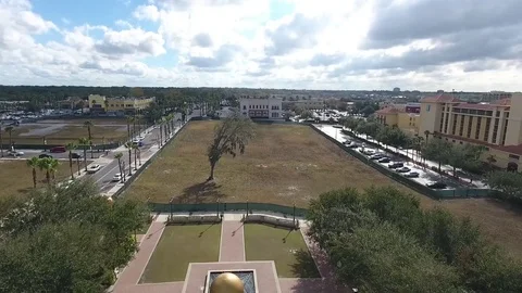 Park Plaza Pull Away Over Lake - v2 (Aerial Drone Footage) Stock Footage 84773989