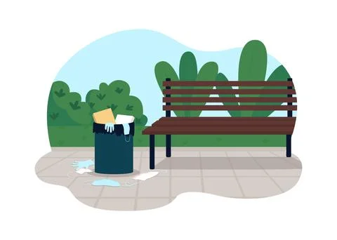 Park pollution 2D vector web banner, poster Stock Illustration