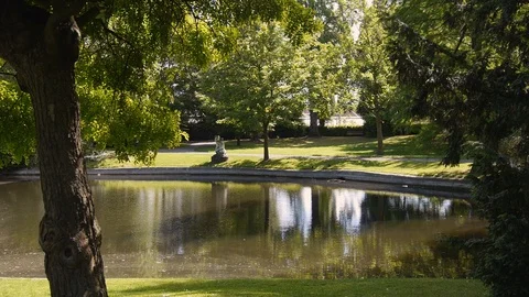 Park with pond Stock Footage 121575678