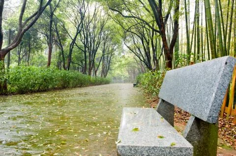Park in the rain Foto stock