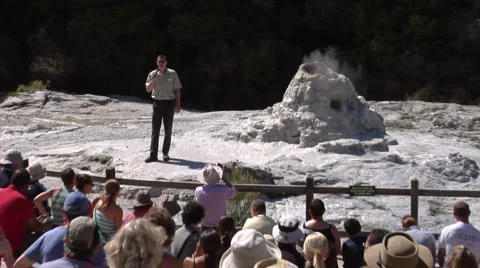 Park Ranger soaps geyser Stock Footage 2383459