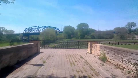 Park, Riding Brick Path To Scenic Waterfall, SEPA Station 3, Blue Island Video stock 244276450