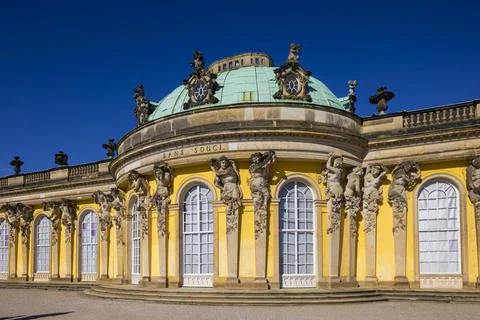 Park Sanssouci Schloss Sanssouci, Königliches Sommerschloss mit Möbeln aus. Stock Photos