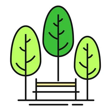 Park scene with trees and bench illustration Stock Illustration