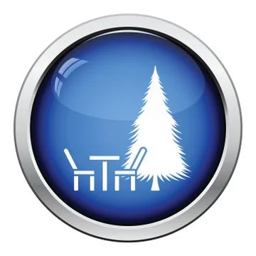 Park seat and pine tree icon 스톡 일러스트