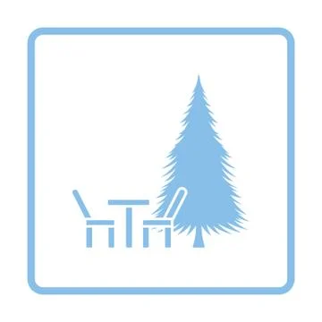 Park seat and pine tree icon イラスト素材