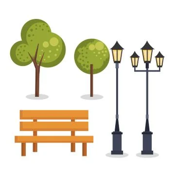 Park set elements icons Ilustración de archivo