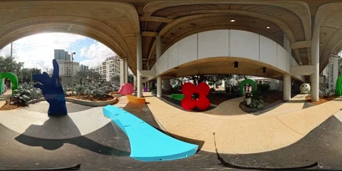 Park space with art Miami Brickell underline 2025. 360 VR footage 8k Stock Footage 306904893