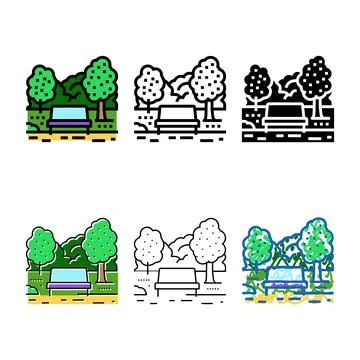 Park spring color icon pack vector Ilustração Stock