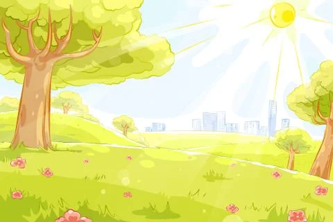 Park in spring Ilustración de archivo