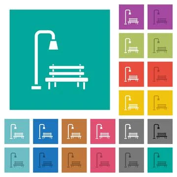 Park square flat multi colored icons Ilustración de archivo