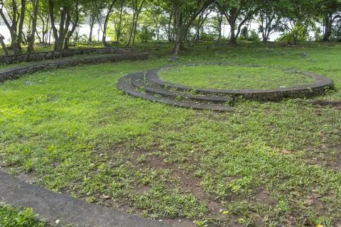 Park with a stone circle and steps Stock-Fotos