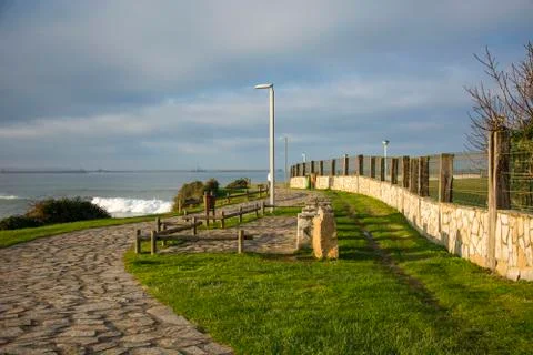 Park with stone wall Stock Photos