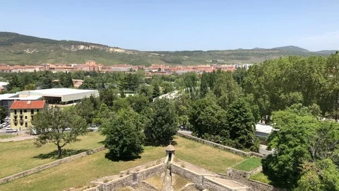 Park of the Tejerina and the ancient wall of Pamplona in Spain Stock-Footage 125765572