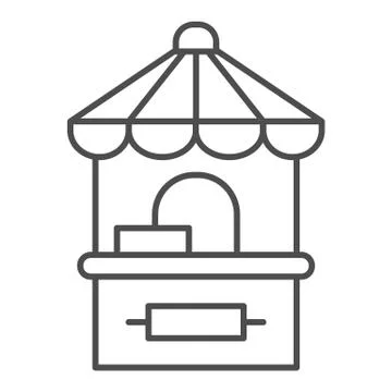Park ticket office thin line icon, Amusement park concept, cashbox sign on white Stockillustratie