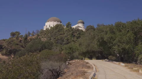 Park Trail directing to the Griffith Observatory in Los Angeles Stock Footage 319346666