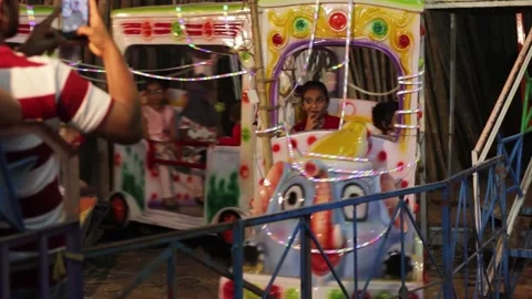 Park train merry go round Stock Footage 208556800