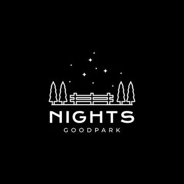 Park with tree night view logo design Stock Illustration