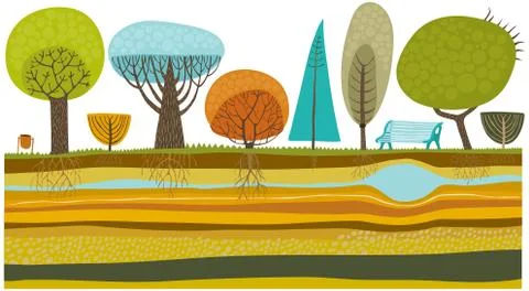 Park trees set Stock Illustration