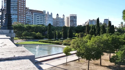 Park of Valencia, view from the bridge. Stock Footage 102685063