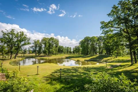 Park in Vecgulbene manor Stock Photos