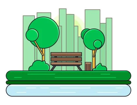 Park. Vector Nature Landscape. Empty Urban Garden. Illustrazione stock